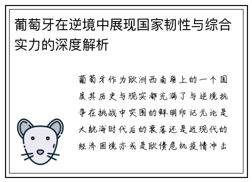 葡萄牙在逆境中展现国家韧性与综合实力的深度解析